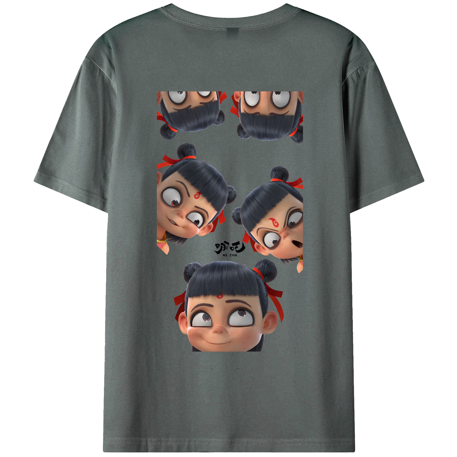 （画像用） Ne Zha 2 ナタ 魔童の大暴れ 綿100％ メンズ半袖Tシャツ（バックプリント） 通気性